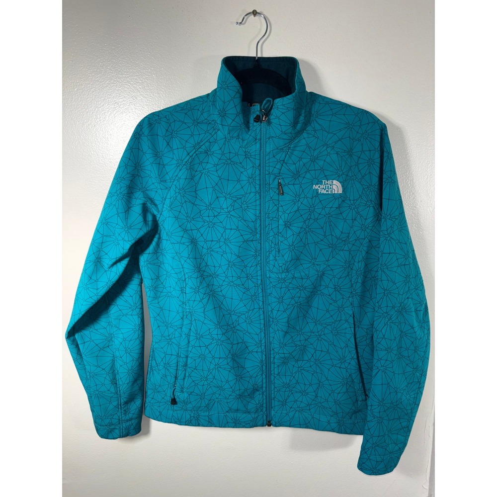 The‎ North Face Apex Bionic Softshell Jacket Womens Sz M Teal Geometric Full Zip